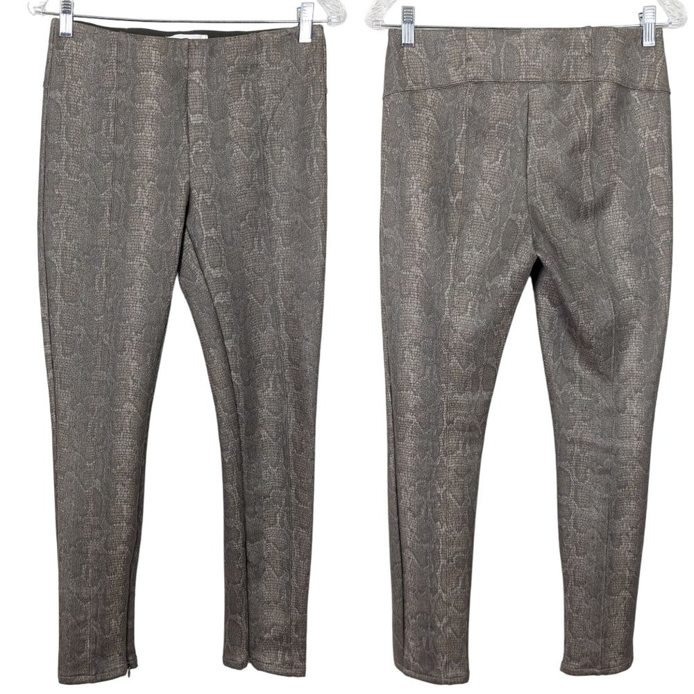 by ANTHROPOLOGIE Snake‎ Print pull on zipper ankle Legging brown Greige pants 27